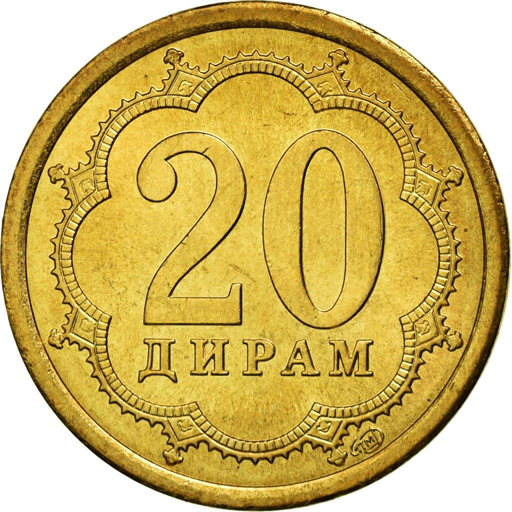 Tajikistan | 20 Diram Coin | Crown | Stars | Large Value | Km:4.2 | 2006