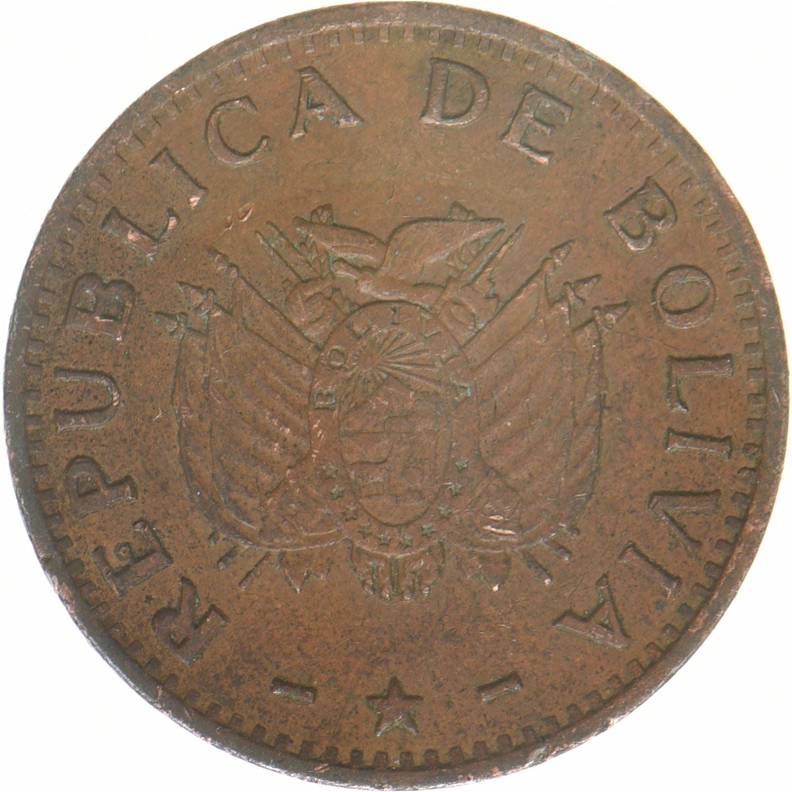 Bolivia | 10 centavos | Acciaio rivestito in rame | KM:202a | 1997
