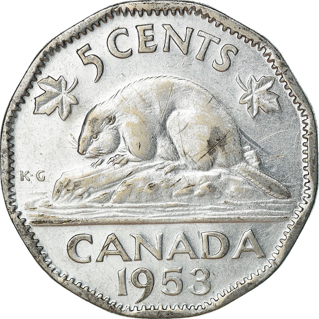 Canada | 5 Cents Coin | Chromium plated steel | 1st portrait | KM:50 | 1953-1954