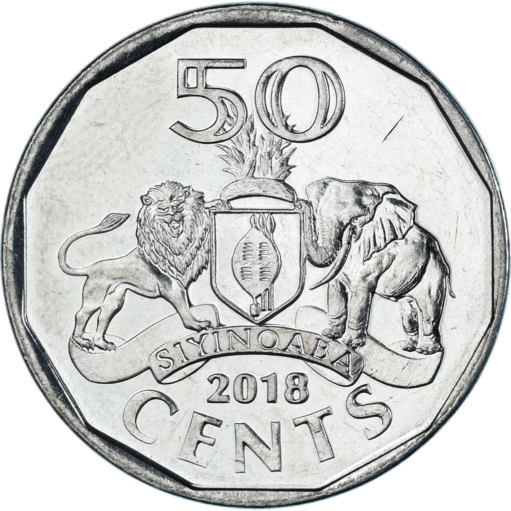Kingdom of Eswatini | 50 Cents Coin | King Mswati III | Lions | Km:71 | 2018 - 2021