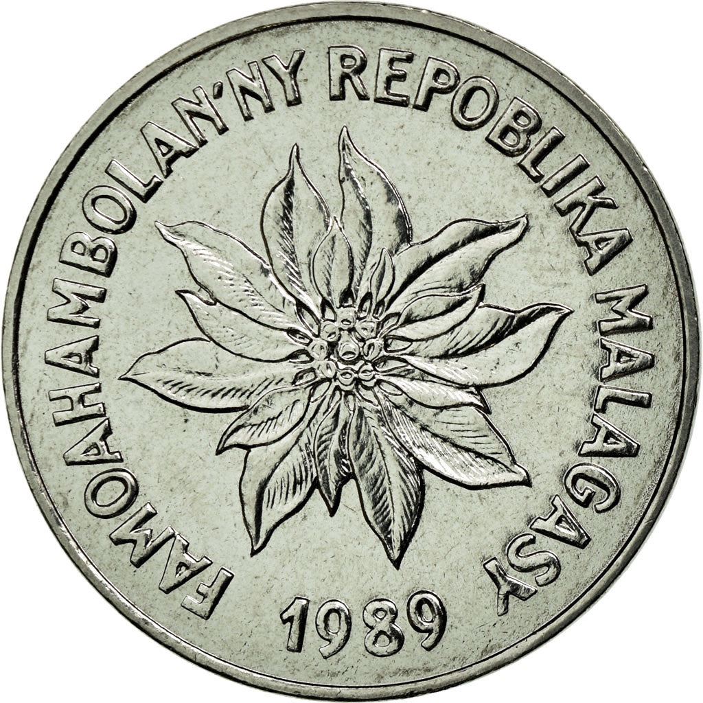 Madagascar | 5 Francs / 1 Ariary Coin | Zebu | Flower | Km:10 | 1966 - 1989