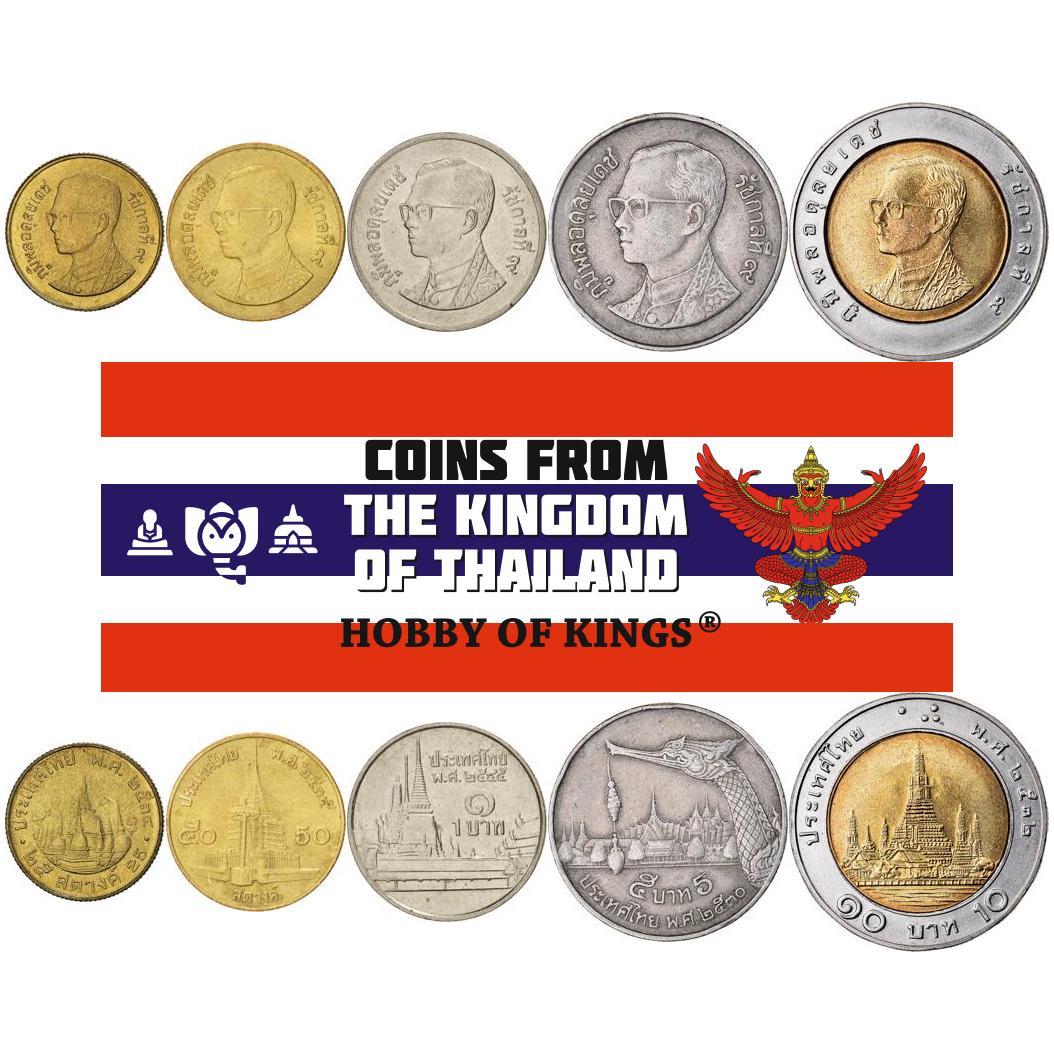 Thailand | 5 Coin Set | 25 50 Satang 1 5 10 Baht | 1986 - 2008