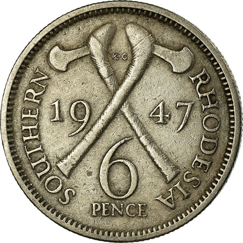 Southern Rhodesia | 6 Pence Coin | George VI | Axes | Km:17B | 1947