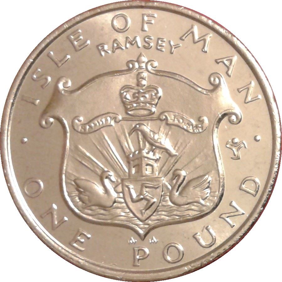 Isle of Man 1 Pound Coin | Queen Elizabeth II | Ramsey Shield | KM151 | 1985