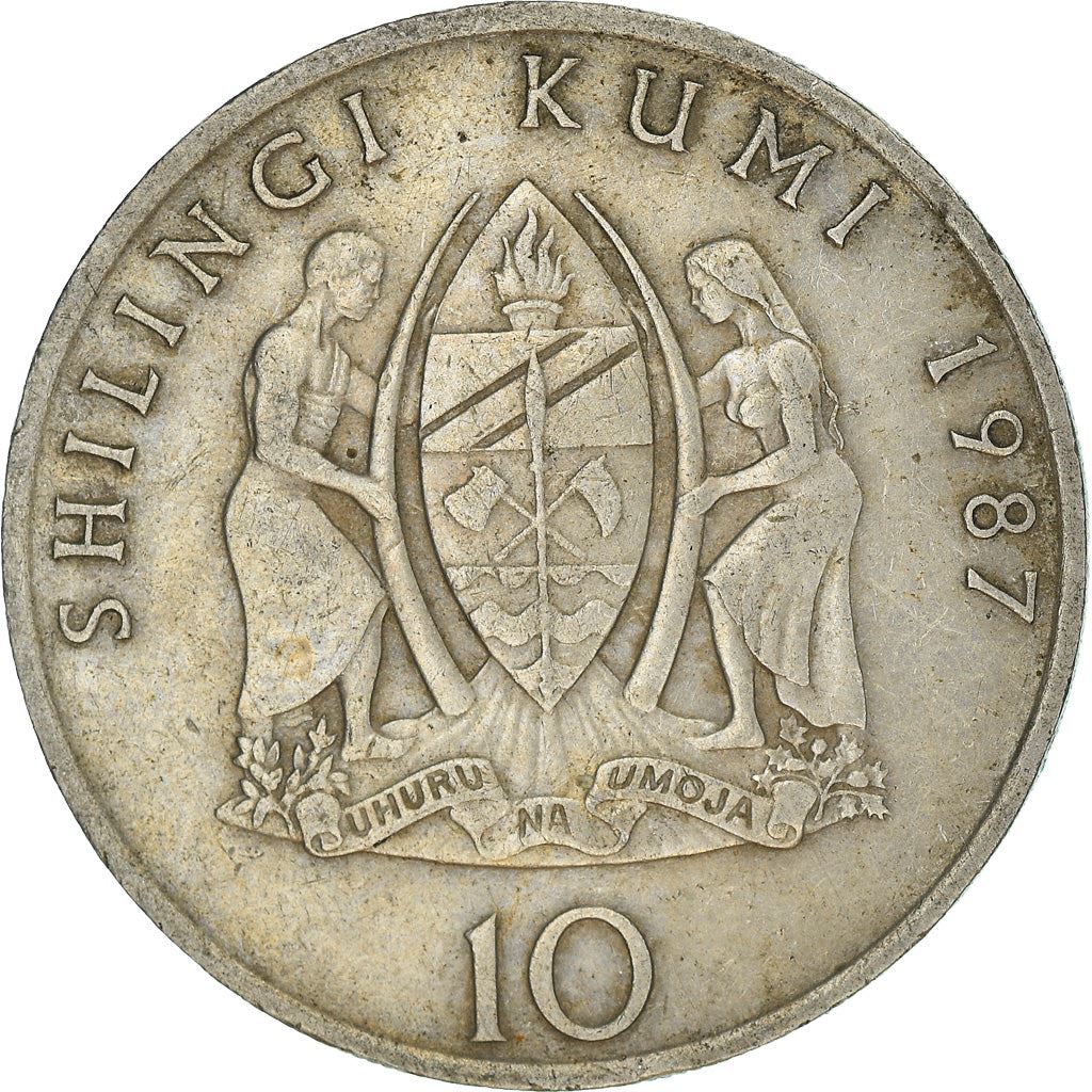 Tanzania | 10 Shilingi Coin | President J. K. Nyerere | Km:20 | 1987 - 1989