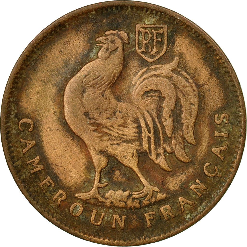 French Cameroon | 1 Franc Coin | Rooster | Lorraine Cross | Km:5 | 1943