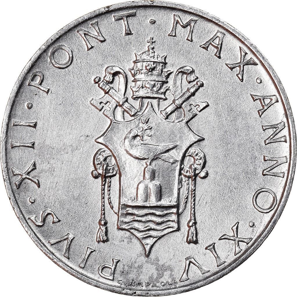 Vatican City | 1 Lira Coin | Pius XII | Km:49 | 1951 - 1958