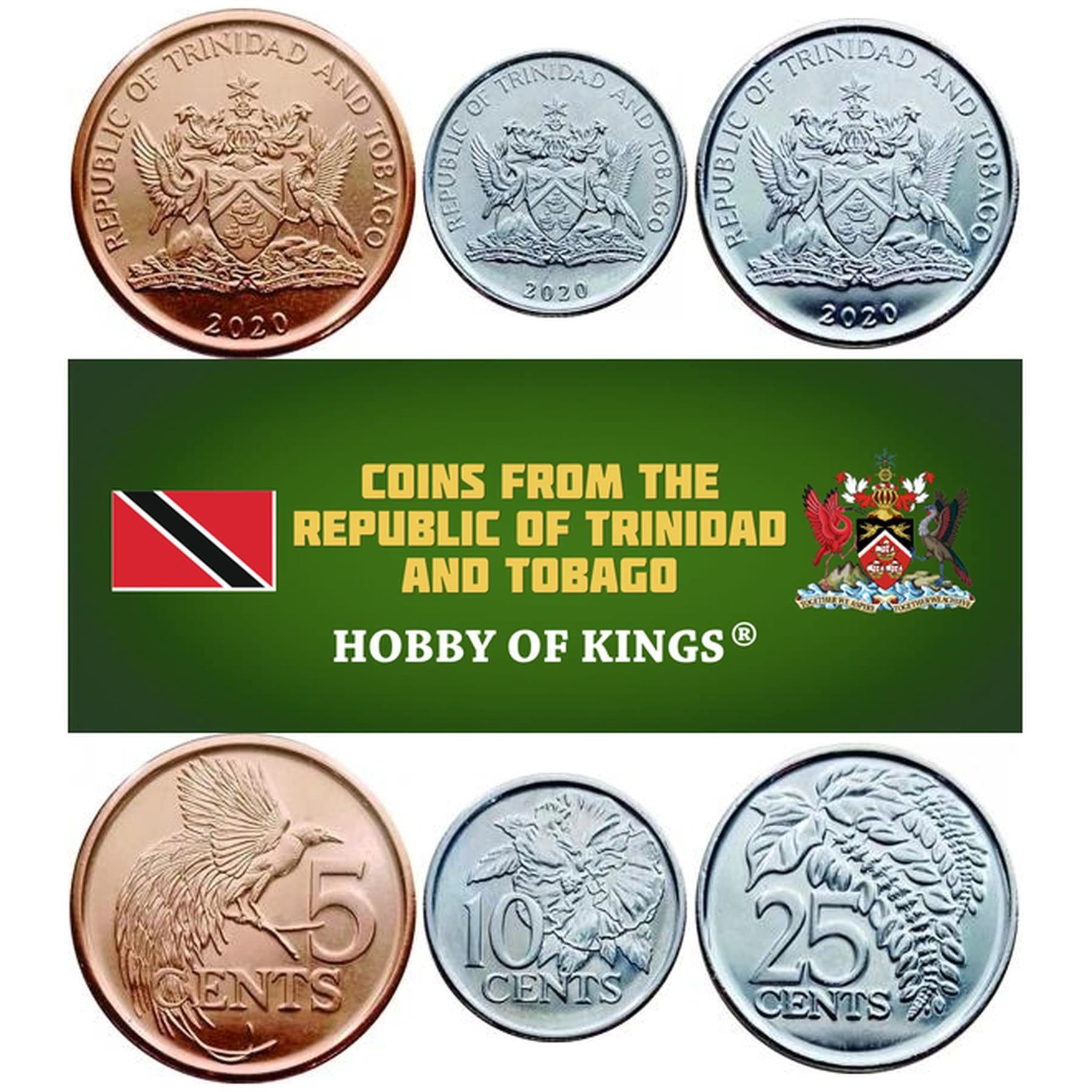 Set 3 Coins Trinidad And Tobago 5 10 25 Cents 2017