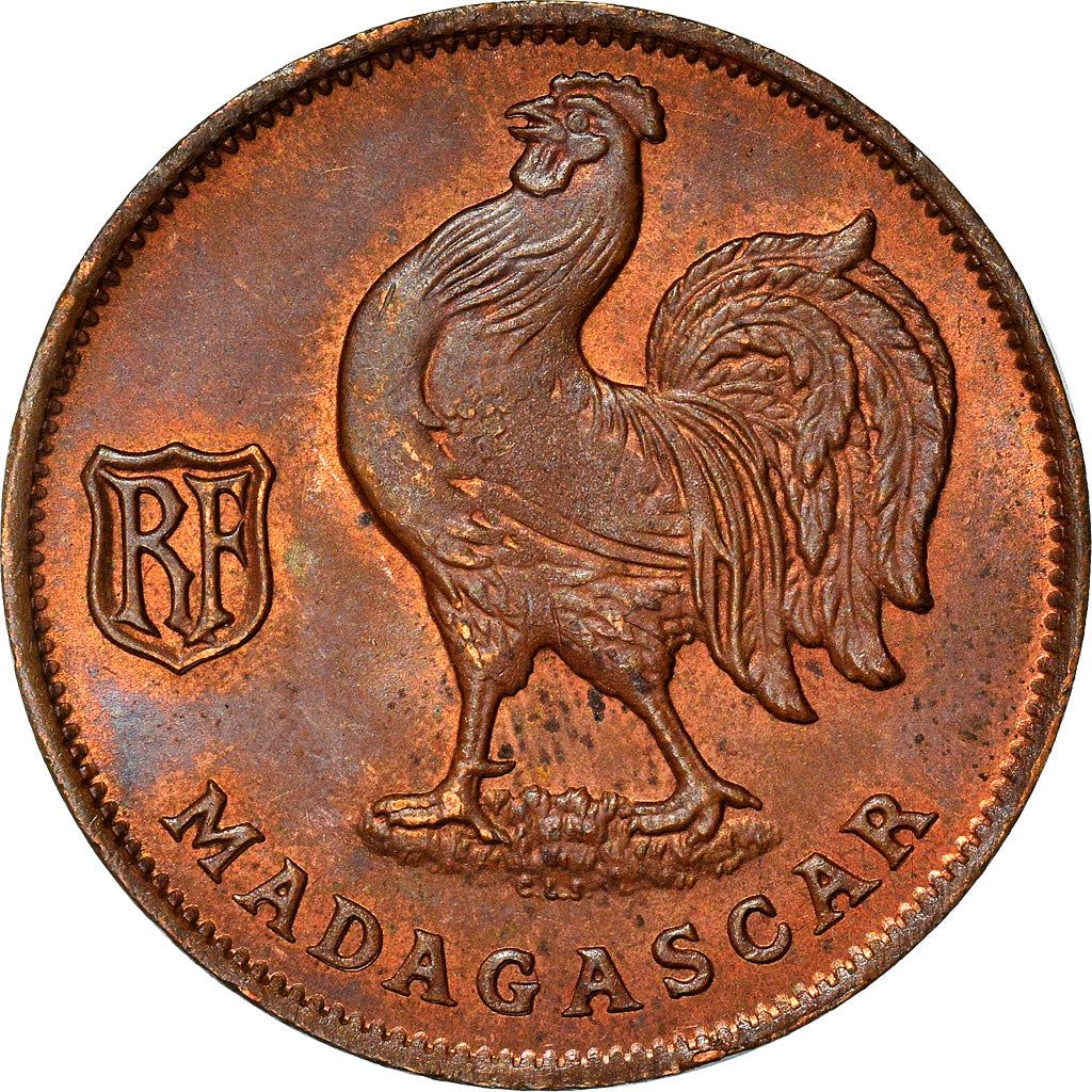 Madagascar | 1 Franc Coin | Rooster | Lorraine Cross | Km:2 | 1943