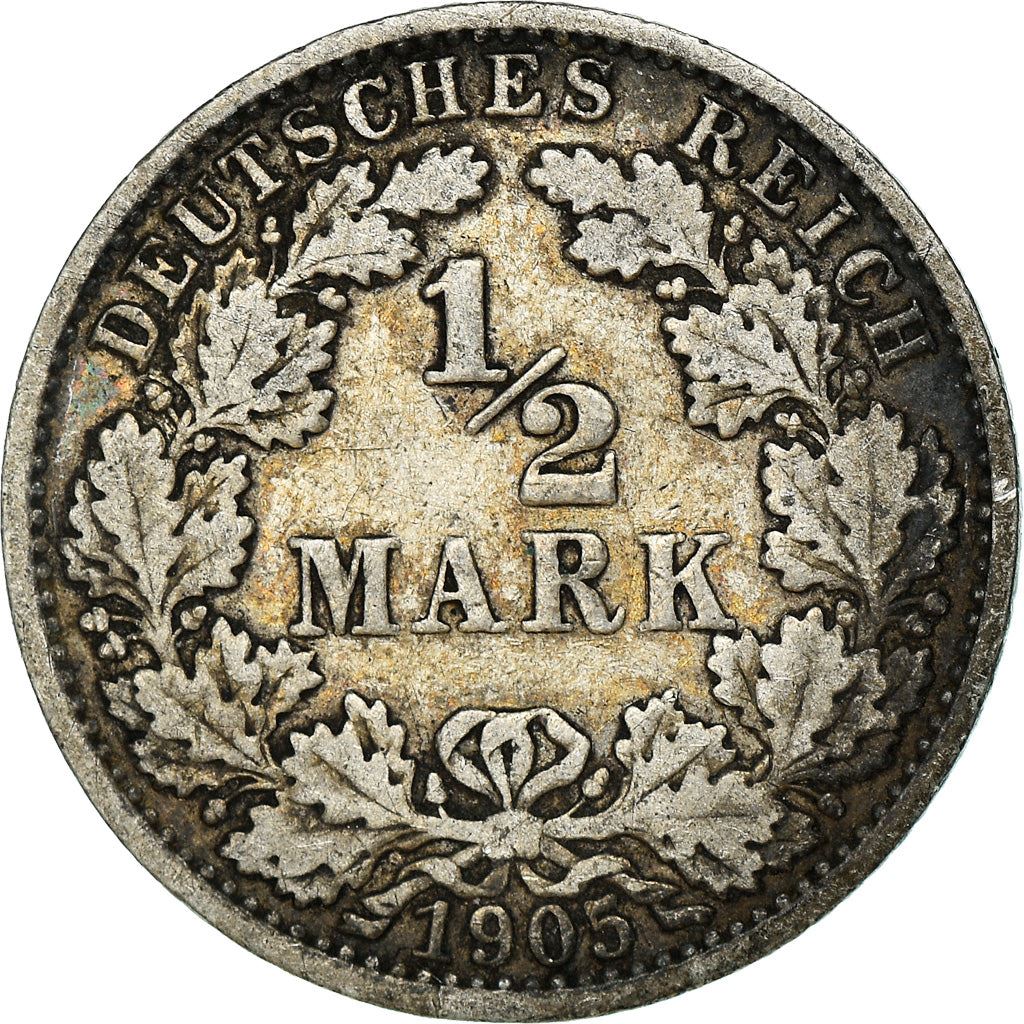 German Empire 1/2 Mark Coin | Deutsches Reich | Wilhelm II | Type 2 | KM17 | 1905 - 1919