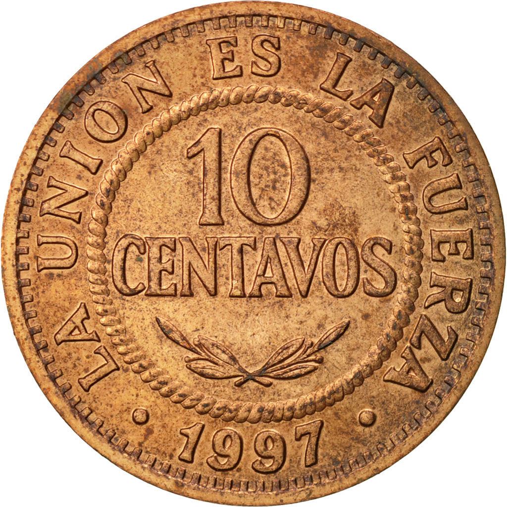 Bolivia | 10 centavos | Acciaio rivestito in rame | KM:202a | 1997