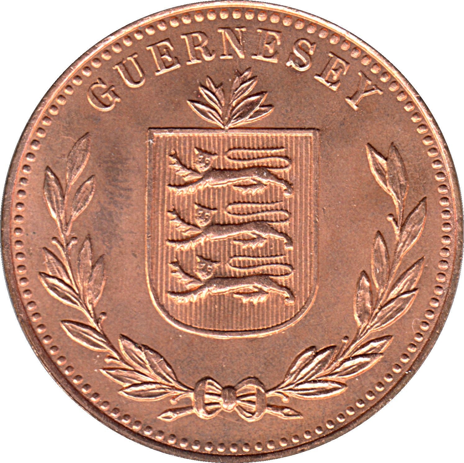 Guernsey 8 Doubles Coin | Coat of Arms | KM14 | 1914 - 1949