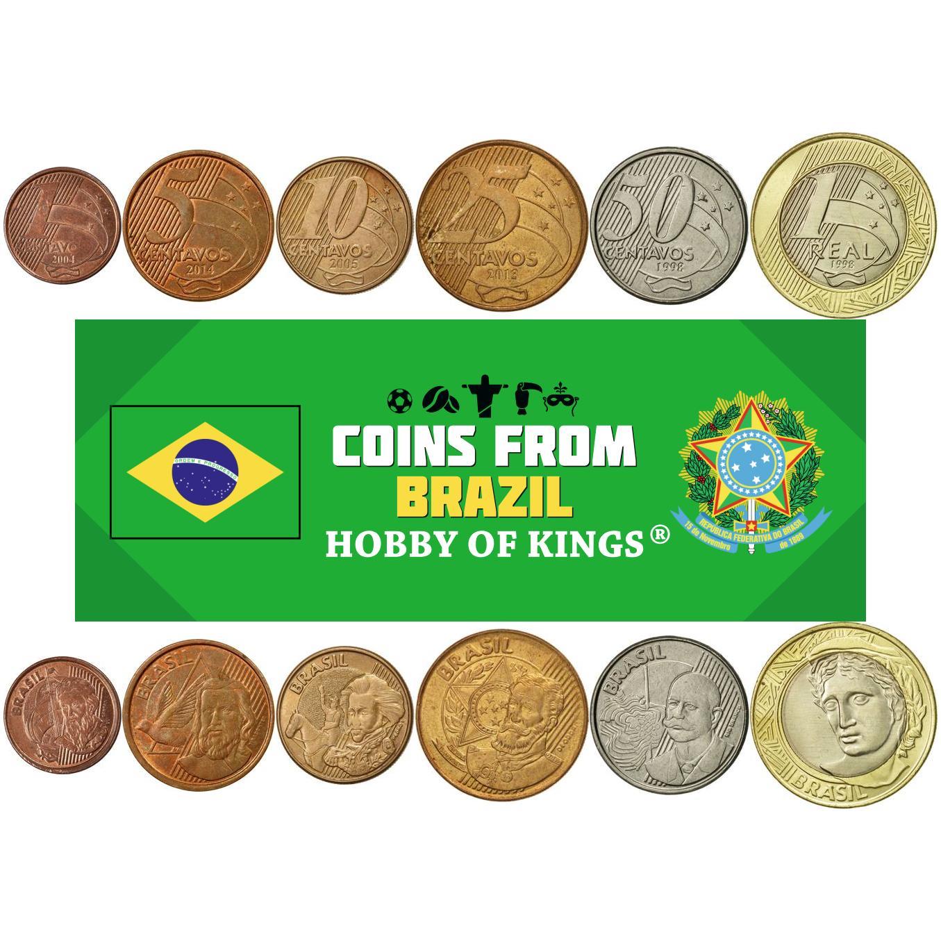 Brasil | Conjunto de 6 Moedas | 1 Centavo 5 10 25 50 Centavos 1 Real | 1998 - 2024