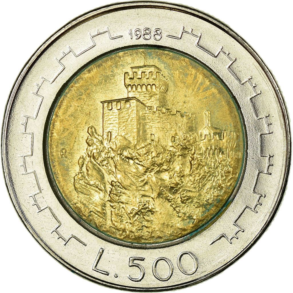 San Marino | 500 Lire Coin | Second tower | Km:226 | 1988