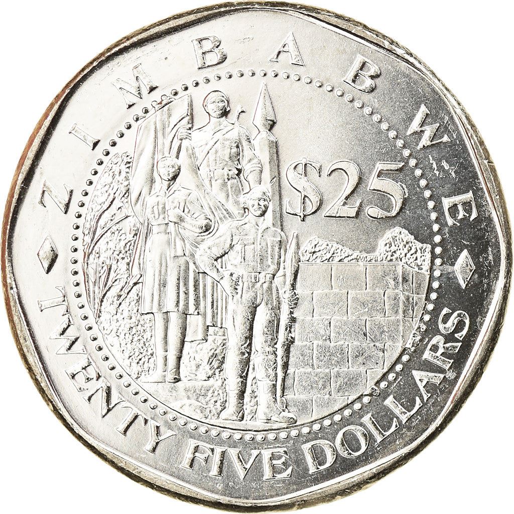 Zimbabwe | 25 Dollars Coin | Military Monument | Km:15 | 2003
