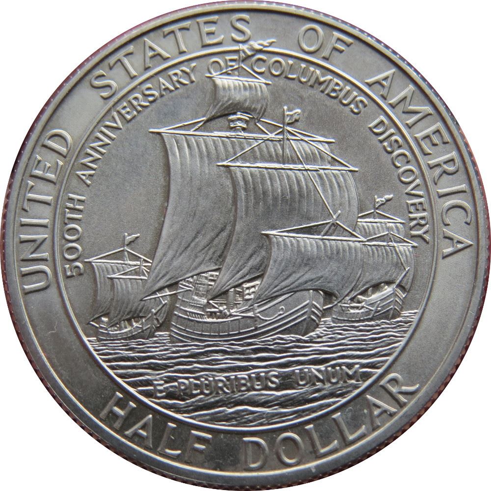 United States | 1/2 Dollar Coin | Christopher Columbus | Nina | Pinta | Santa Maria | KM237 | 1992