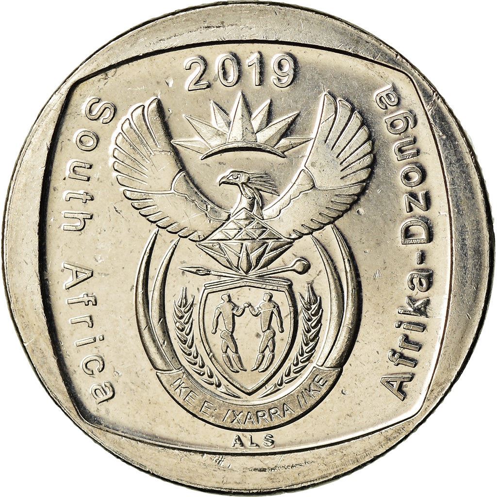South Africa | 2 Rand Coin | Sun | Tree | Water | Fish | Environmental Rights | Km:695 | 2019