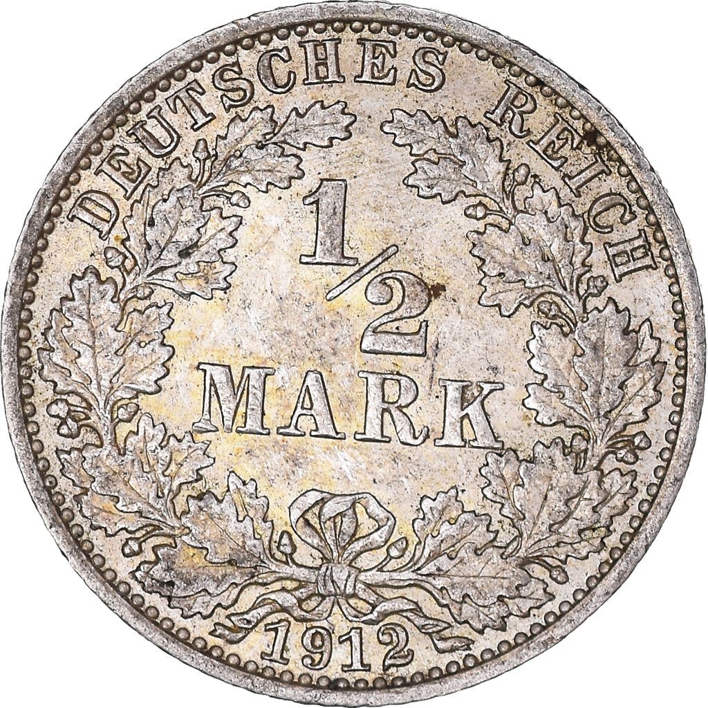 German Empire 1/2 Mark Coin | Deutsches Reich | Wilhelm II | Type 2 | KM17 | 1905 - 1919