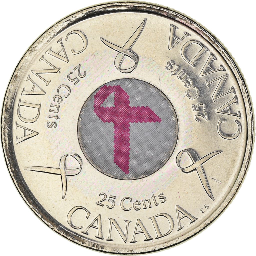 Canada | 25 Cents Coin | Cancer Awareness | Nickel plated steel | KM:635 | 2006