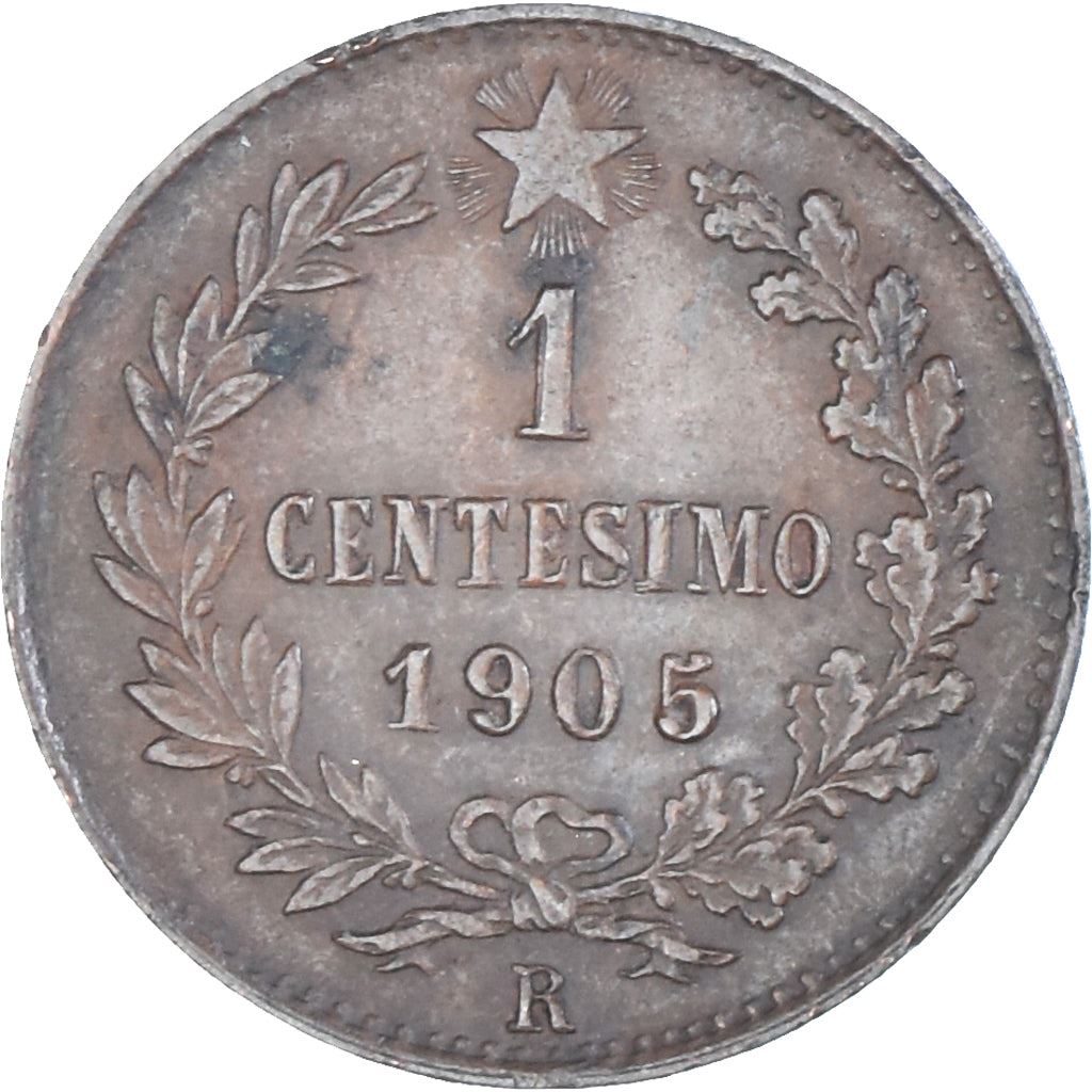 Italy 1 Centesimo Coin Vittorio Emanuele III | Branch | Oak Laurel | Star | KM35 | 1902 - 1908