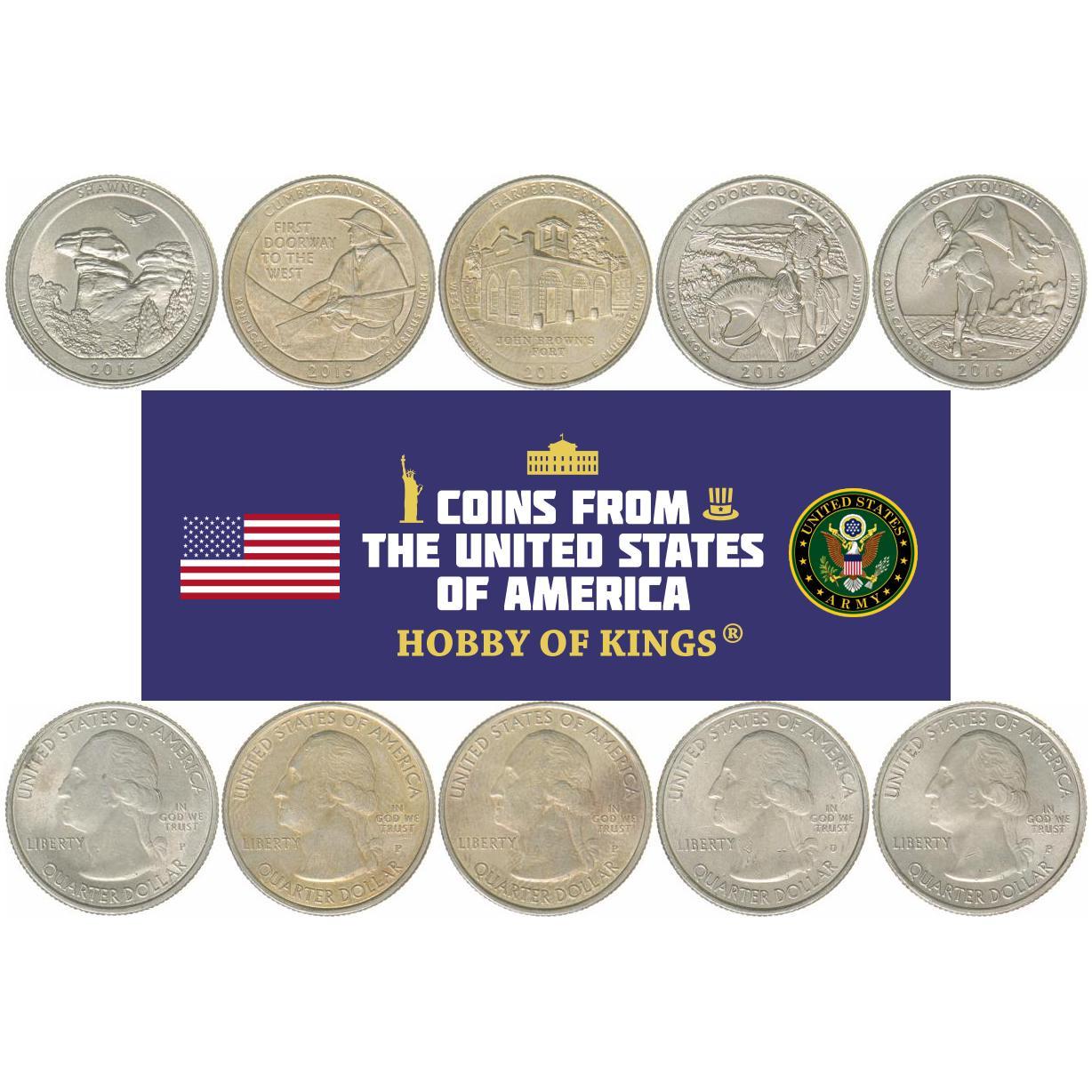 Stati Uniti | Set da 5 monete | 1/4 di dollaro | 2016