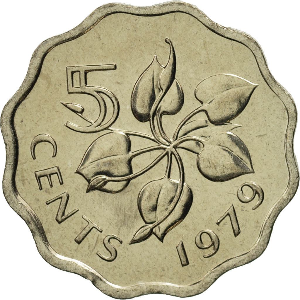 Eswatini 5 Cents Coin | King Sobhuza II | Arum Lily | KM9 | 1974 - 1979