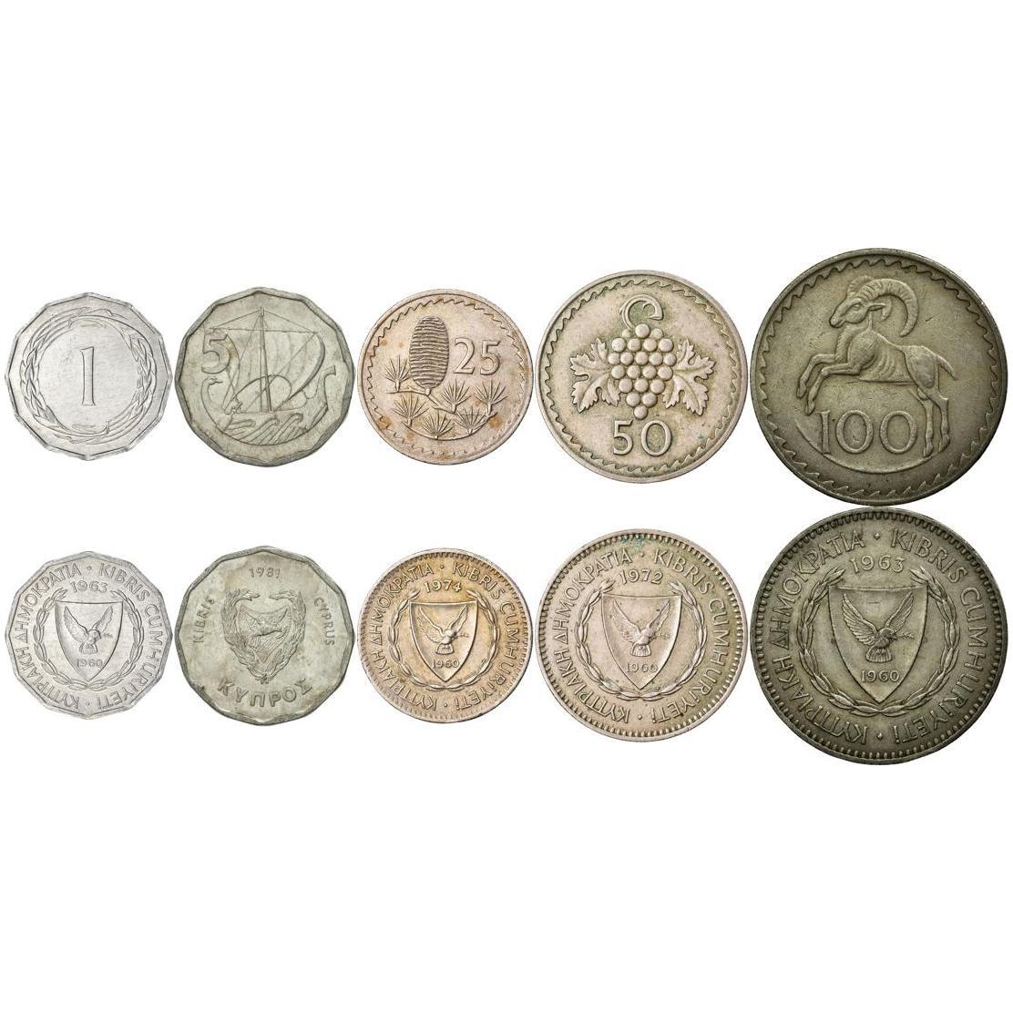 Cyprus | 5 Coin Set | 1 Mil 5 25 50 100 Mils | 1963 - 1982