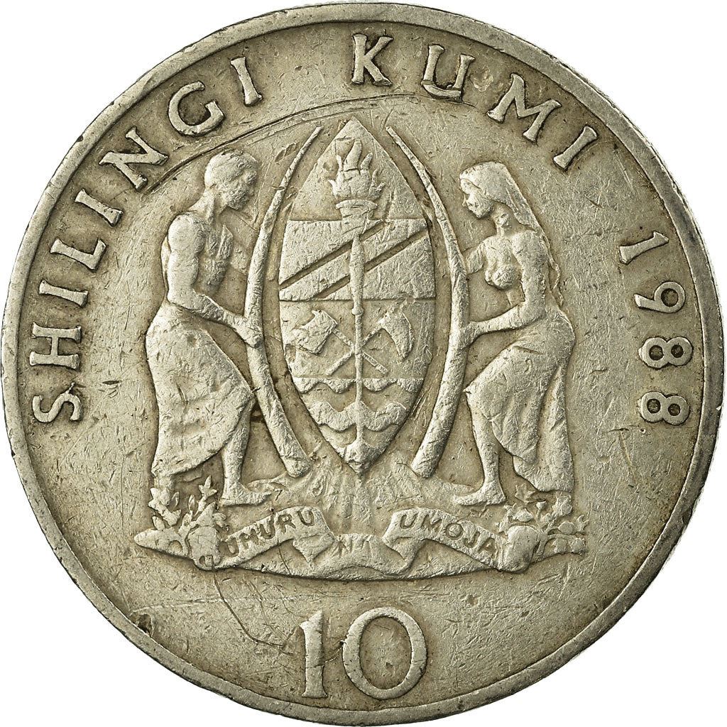 Tanzania | 10 Shilingi Coin | President J. K. Nyerere | Km:20 | 1987 - 1989