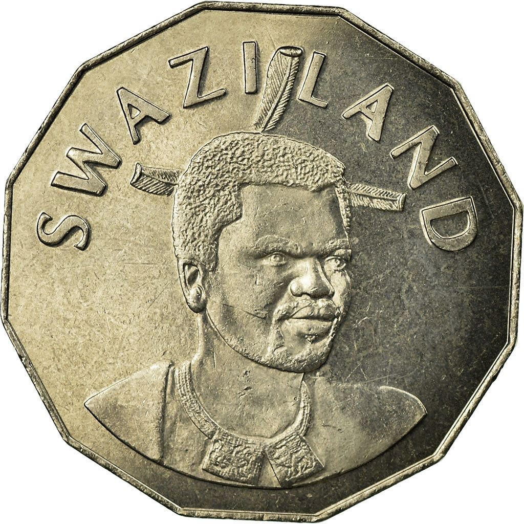 Kingdom of Swaziland | 50 Cents Coin | King Mswati III | Lion | Elephant | Km:52 | 1996 - 2007