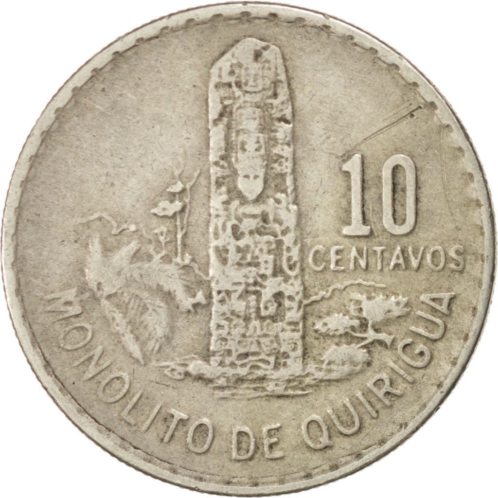 Guatemala | 10 Centavos Coin | Mayan Pillar | Km:271.1 | 1971 - 1973