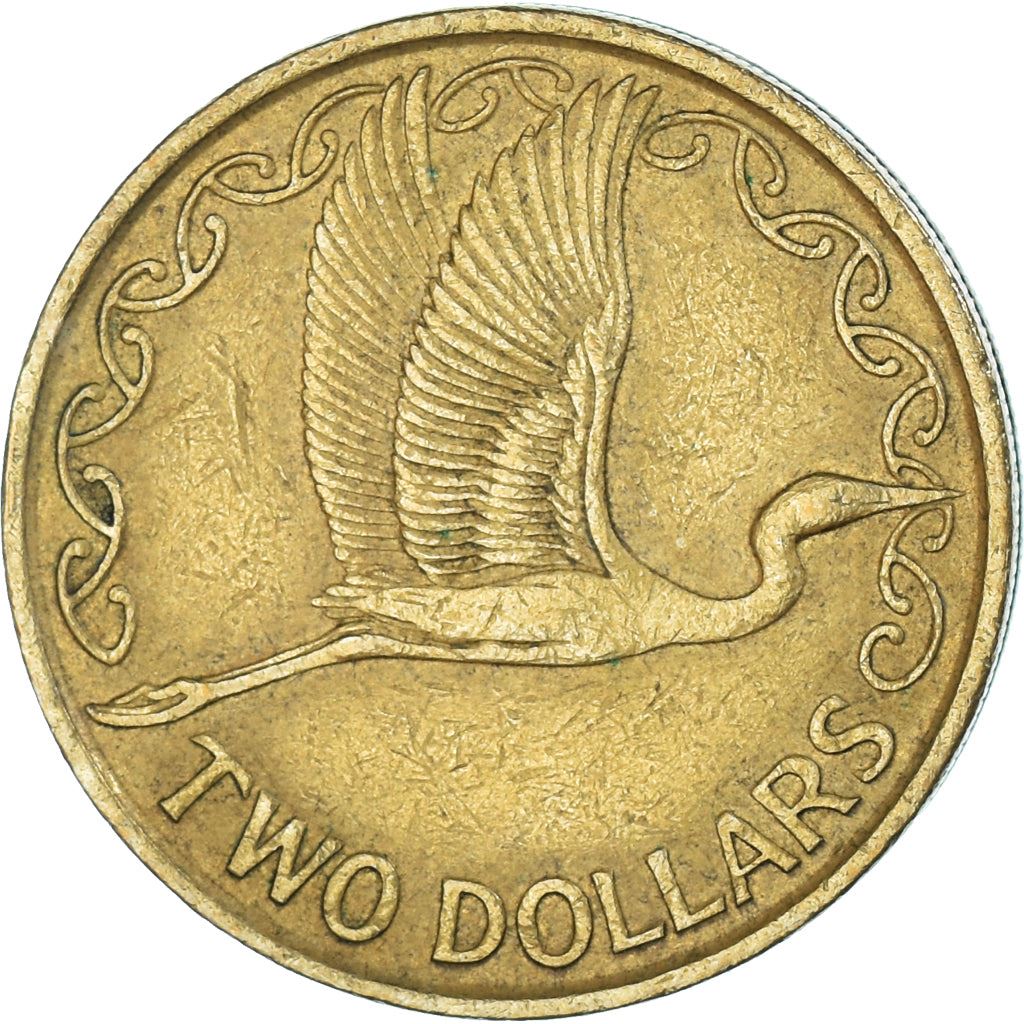 New Zealand | 2 Dollars Coin | Elizabeth II | White Heron | Kotuku | Km:79 | 1990 - 1998