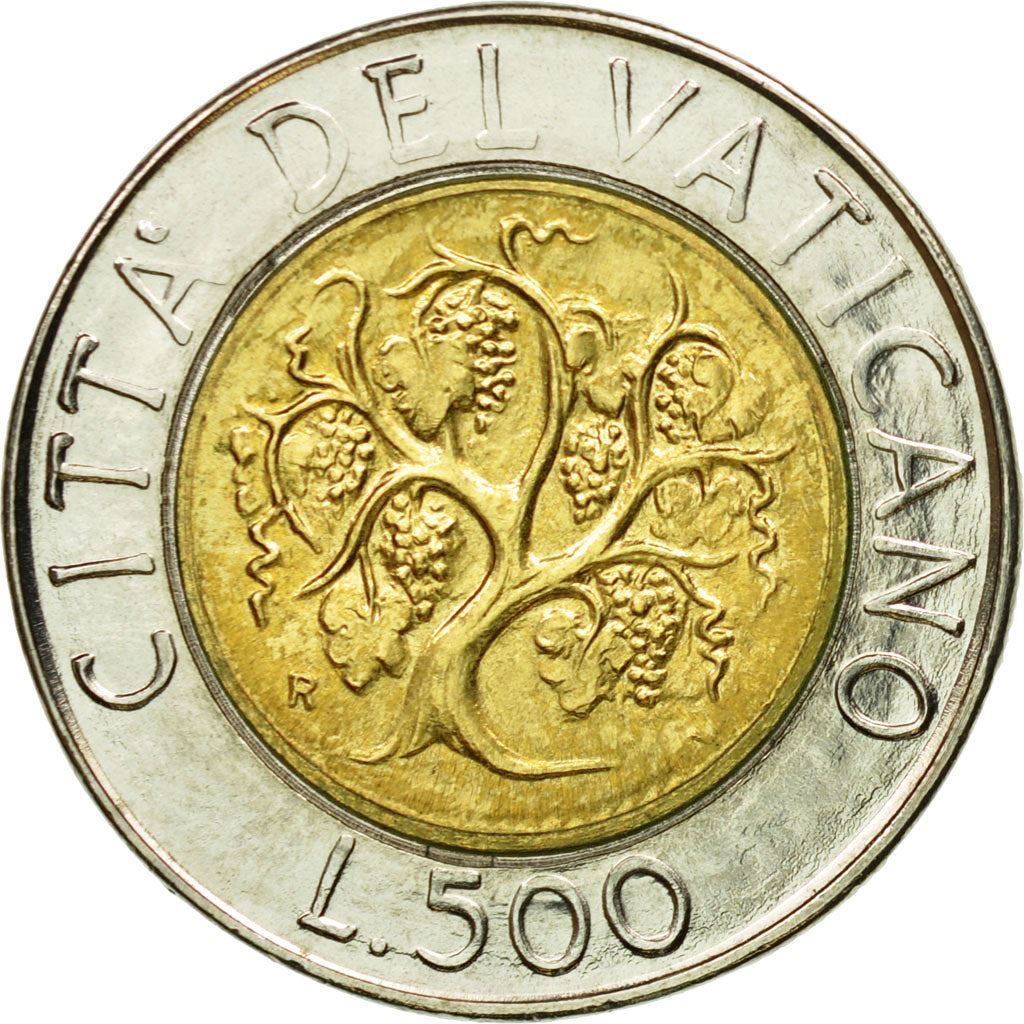 Watykan | Moneta 500 lirów | Winorośl | Km:218 | 1989