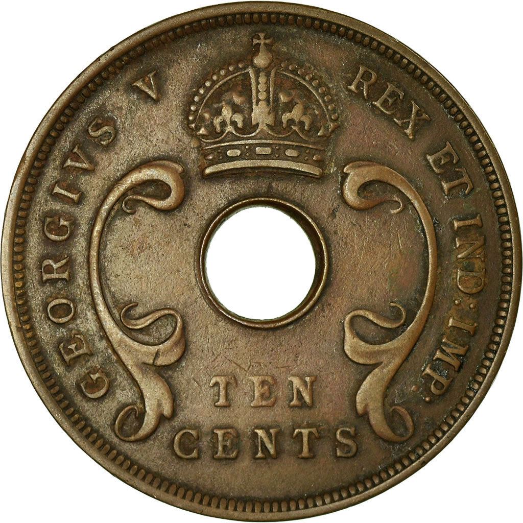 East Africa | 10 Cents Coin | Crown | Tusks | Km:19 | 1921 - 1936