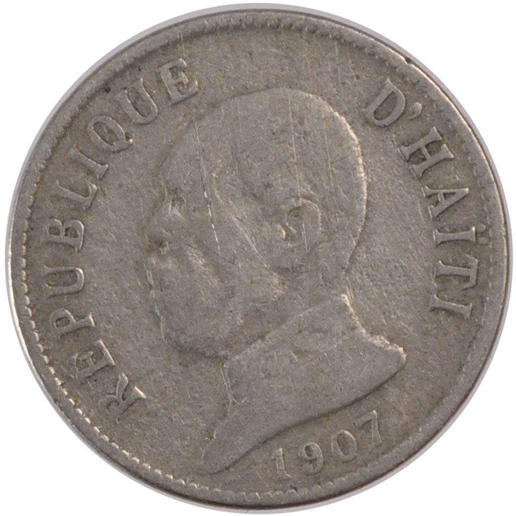 Haiti | 20 Centimes Coin | General Pierre Nord-Alexis | Cannon | Km:55 | 1907 - 1908