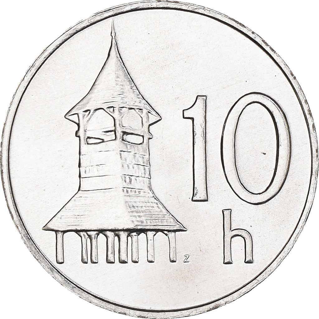Slovakia | 10 Halierov Coin | Wooden Belfry | Slovak Shield | Km:17 | 1993 - 2003