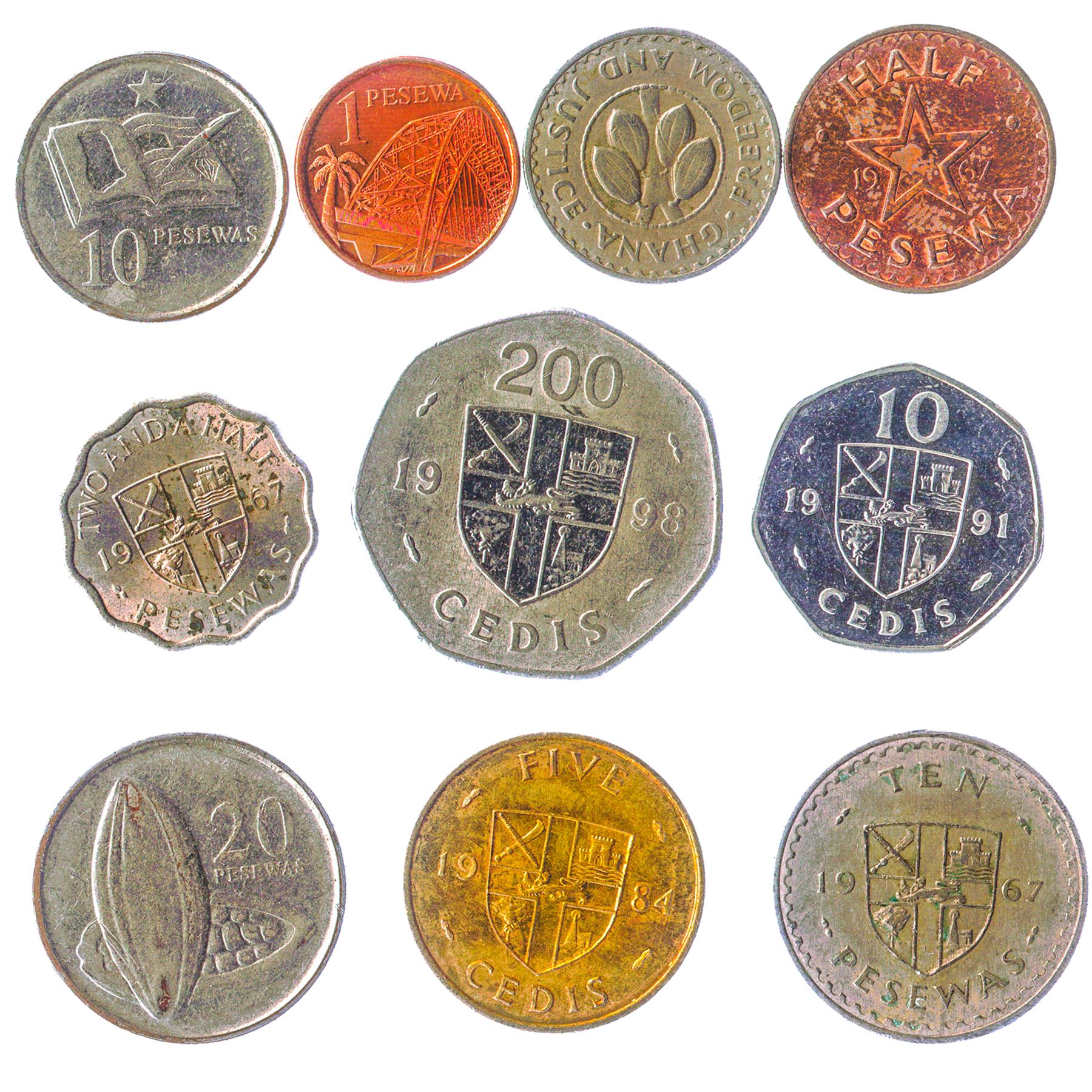 Ghana 10 Mixed Coins 100 Cedis | 1967 - 2018