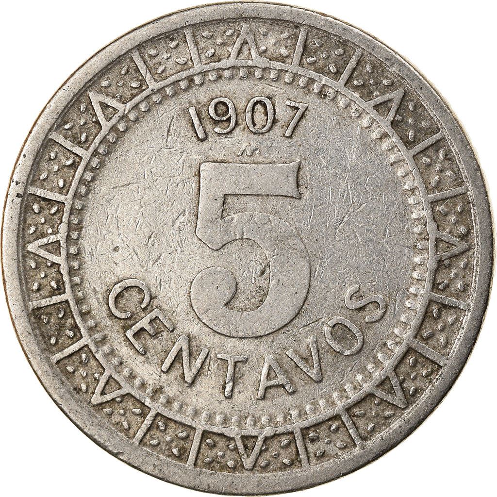 Mexico | 5 Centavos Coin | Nickel | Coat of Arms | Km:421 | 1905 - 1914