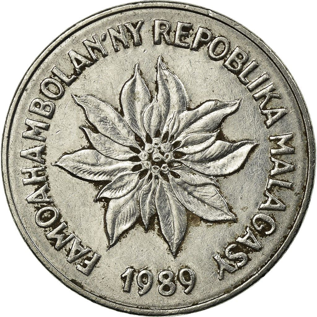 Madagascar | 5 Francs / 1 Ariary Coin | Zebu | Flower | Km:10 | 1966 - 1989