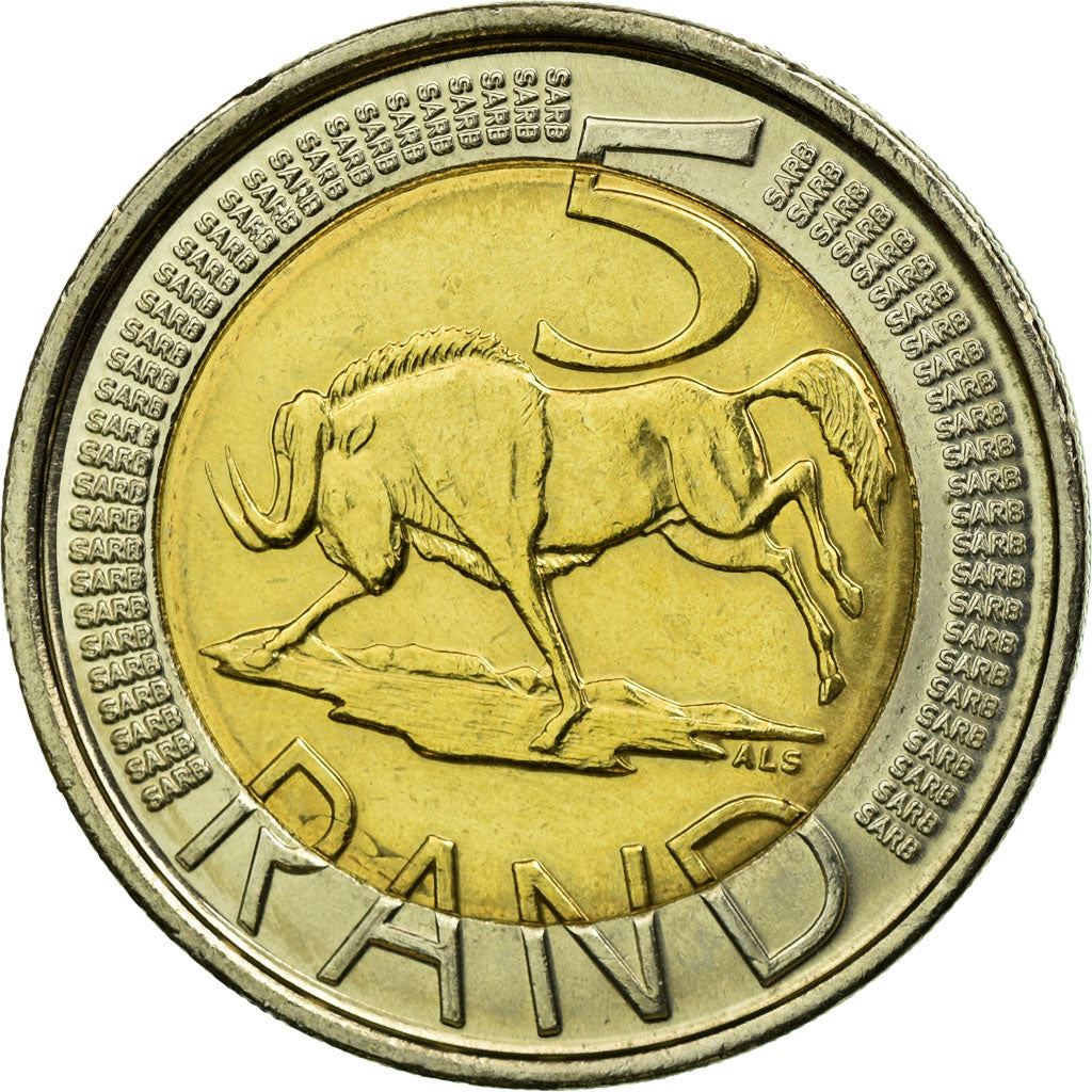 South Africa | 5 Rand Coin | Animals | Wildebeest | Gnu | Km:446 | 2008