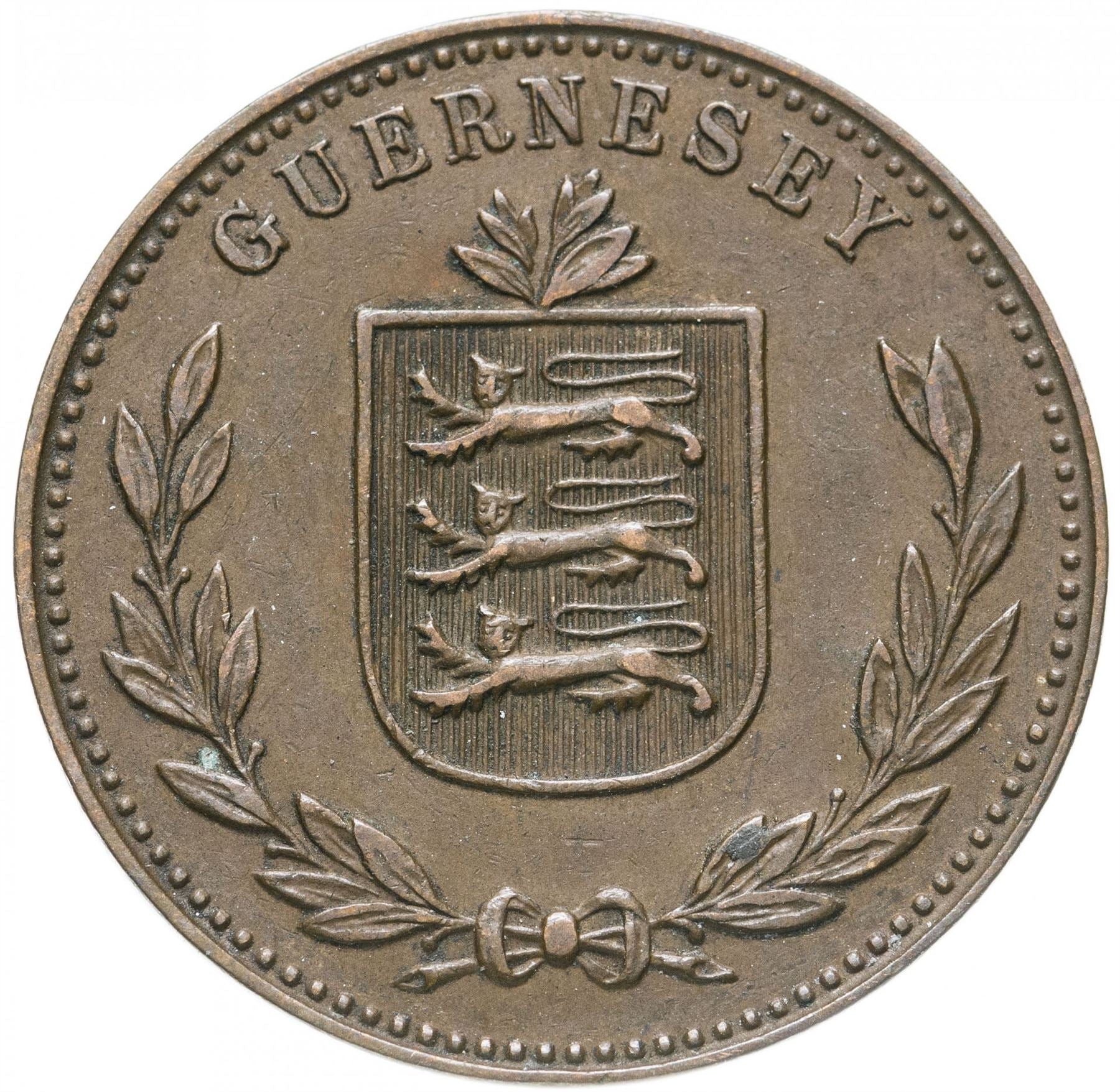 Guernsey 8 Doubles Coin | Coat of Arms | KM14 | 1914 - 1949