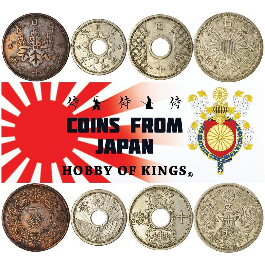 Japan | 4 Coin Set | 1 5 10 50 Sen | 1927 - 1938