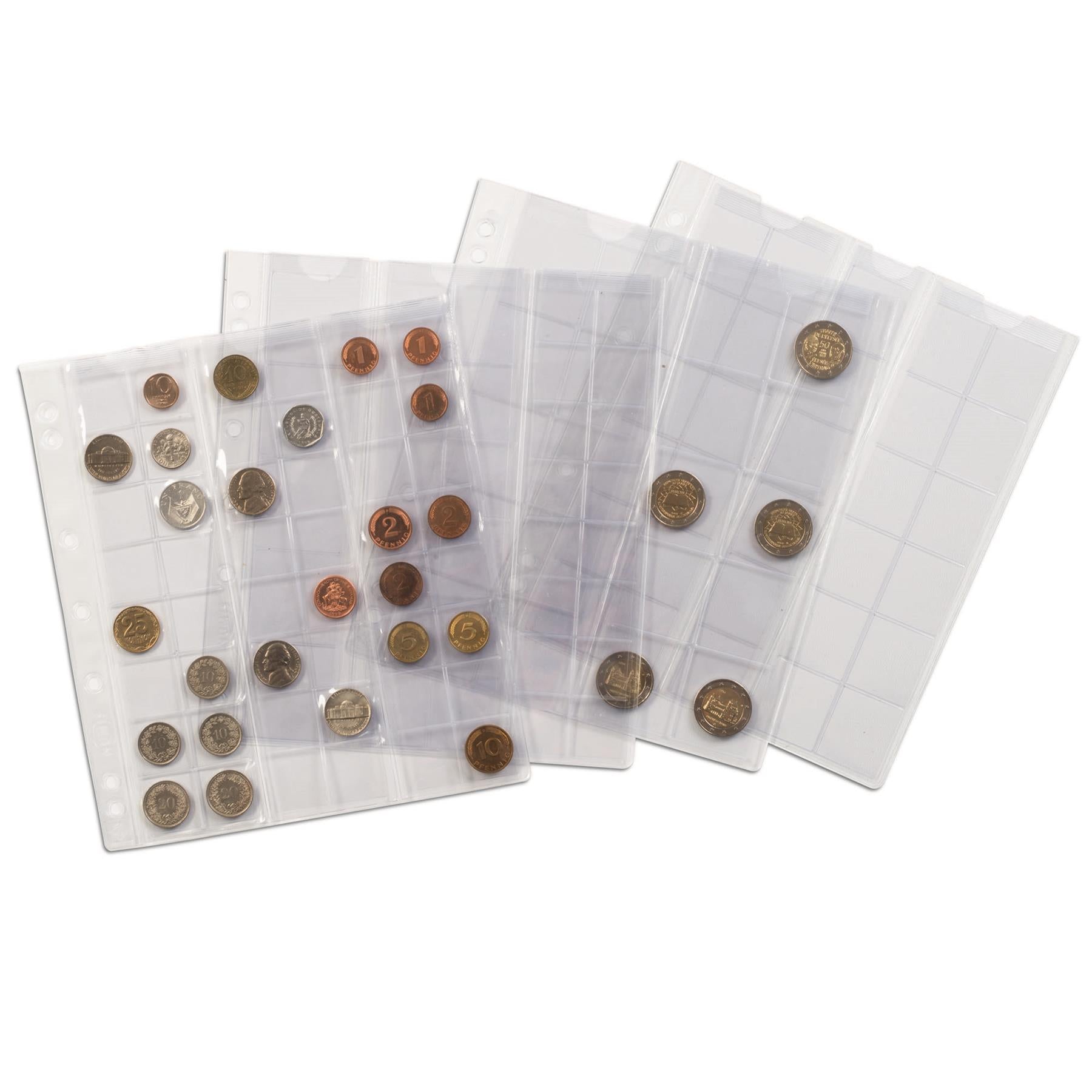 NUMIS Coin Sheets for Coin Albums | Packs of 5 | Different Pocket Configurations