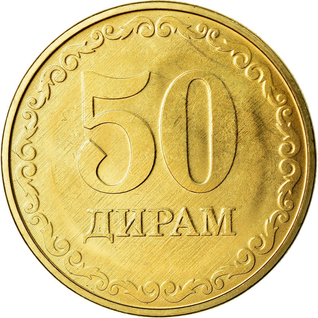 Tajikistan | 50 Diram Coin | Sunrise | Wheat | Cotton | Km:55 | 2019 - 2023