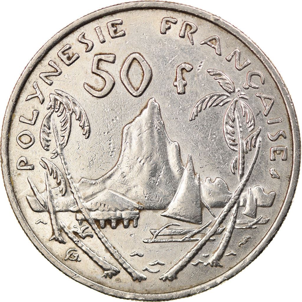 French Polynesia 50 Francs Coin | Marianne | Phrygian Cap | Moorea Harbor | KM7 | 1967