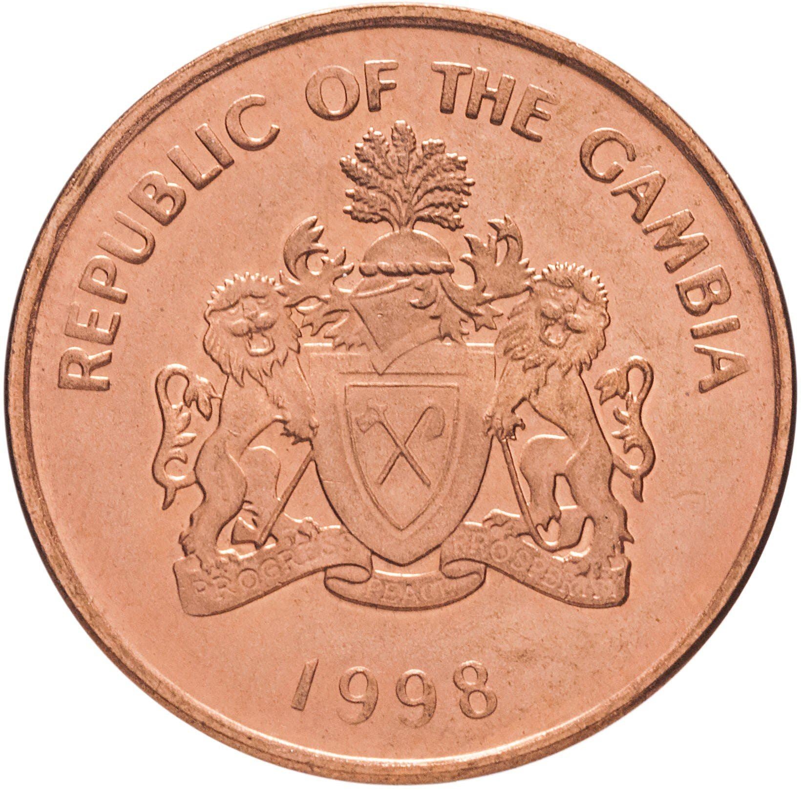 The Gambia | 5 Bututs Coin | Sailboat | Km:55 | 1998