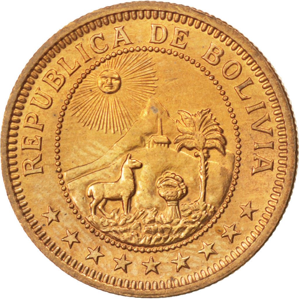 Bolivia | 1 boliviano-mønt | Bronze | Våbenskjold | KM:184 | 1951