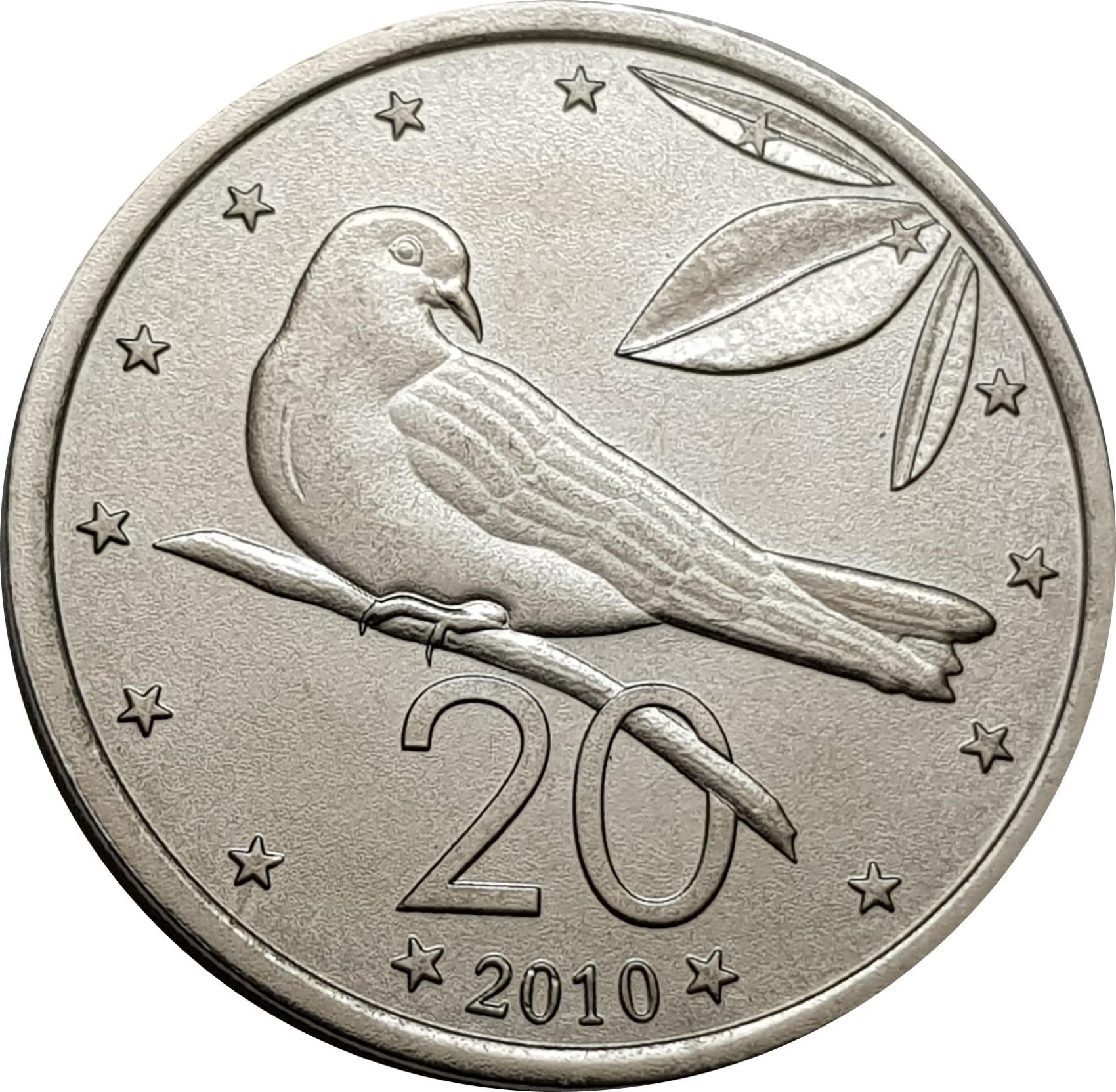 Cook Islands | 20 Cents Coin | Elizabeth II | Dove | KM:760 | 2010