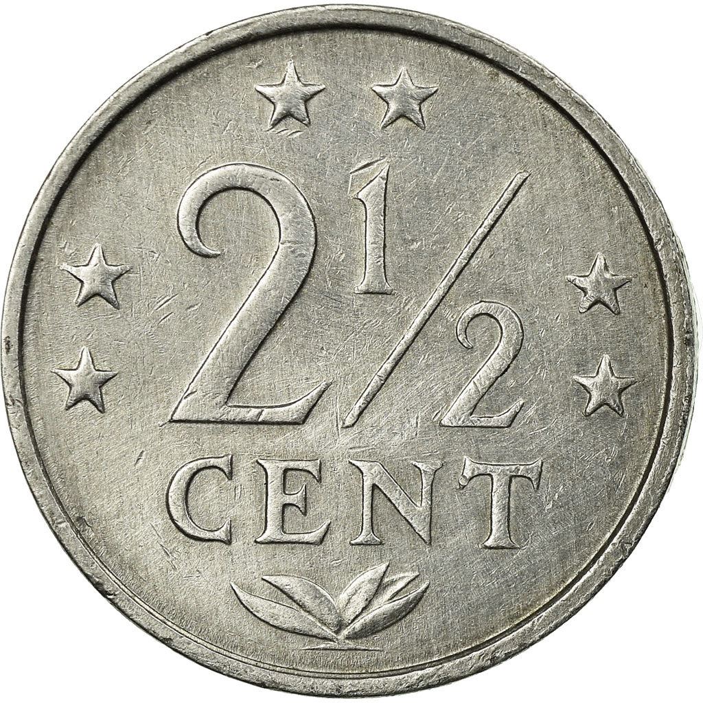 नीदरलैंड्स एंटील्स | 2.5 सेंट का सिक्का | एल्युमिनियम | क्राउन | कोट ऑफ आर्म्स | Km:9A | 1979 - 1985