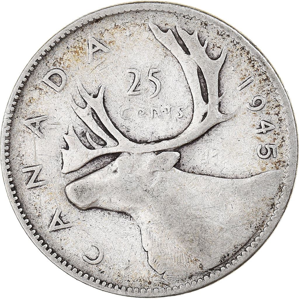 Canada 25 Cents Coin | King George VI | Reindeer | KM35 | 1937 - 1947