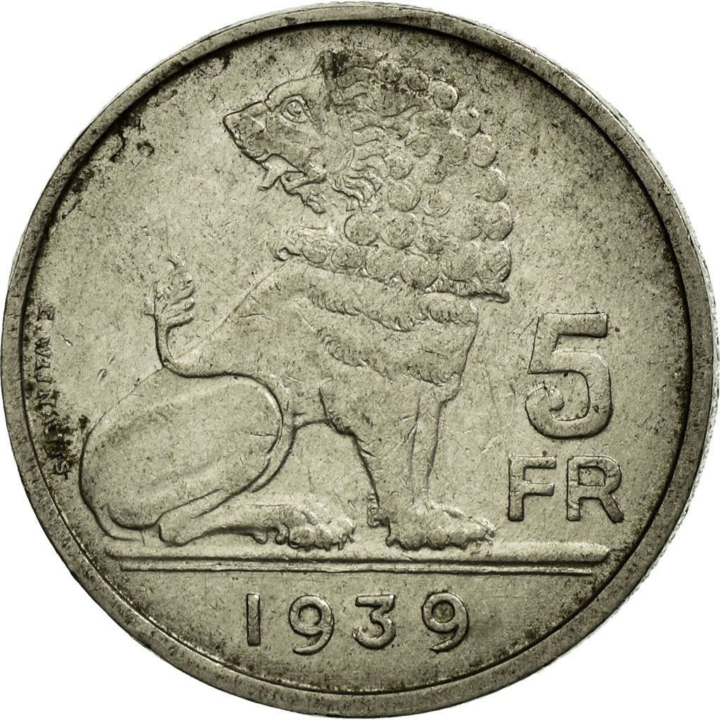 Belgium | 5 Francs Coin | Lion | Km:117 | 1938 - 1939